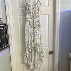 Heart Soul White Maxi Dress with Black Floral Print